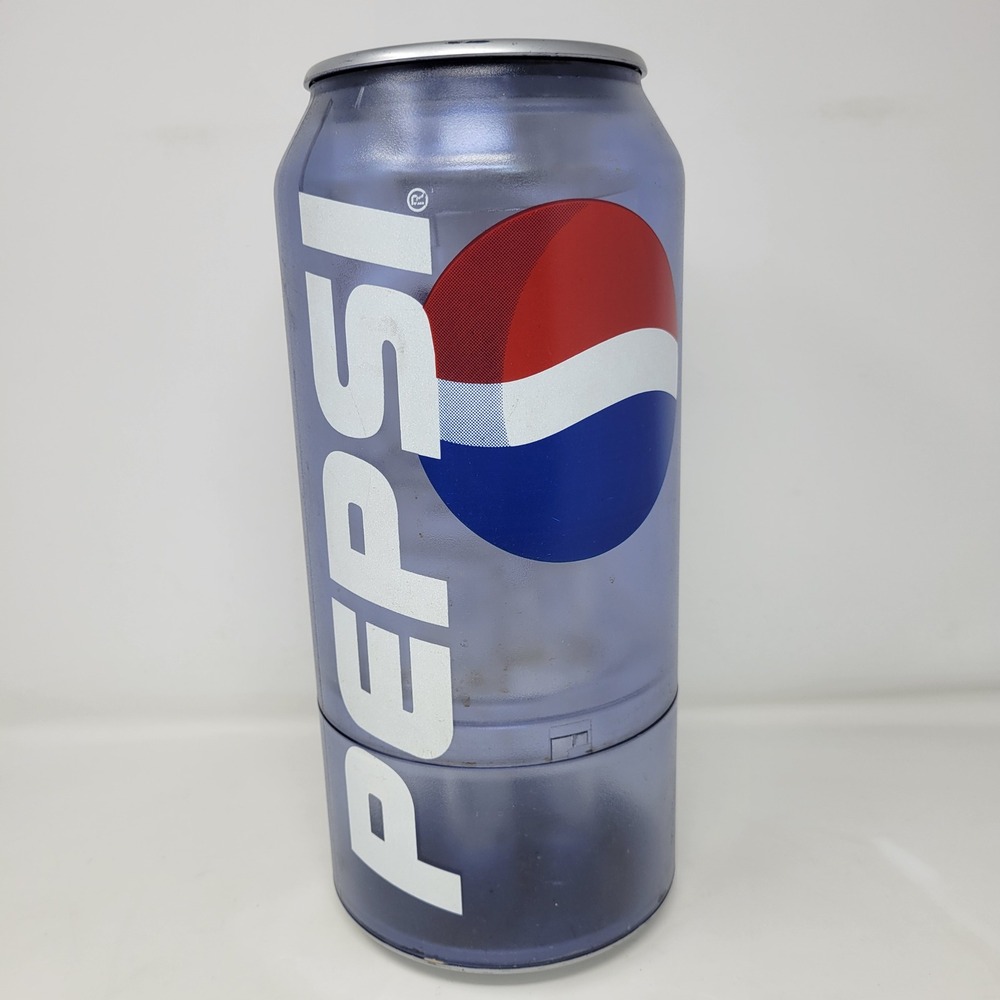Vintage Pepsi Cola Translucent Blue Plastic Giant Soda Can Coin Bank AS NO POWER